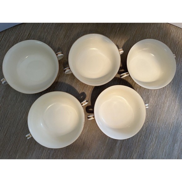 Set of 5 Bouillon/Soup Cups, Hand-Painted Floral Mums Porcelain Japanese - Picture 6 of 7